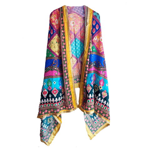 Pakistani Digital Printed Chinnon Dupatta With Heavy Mirror Work