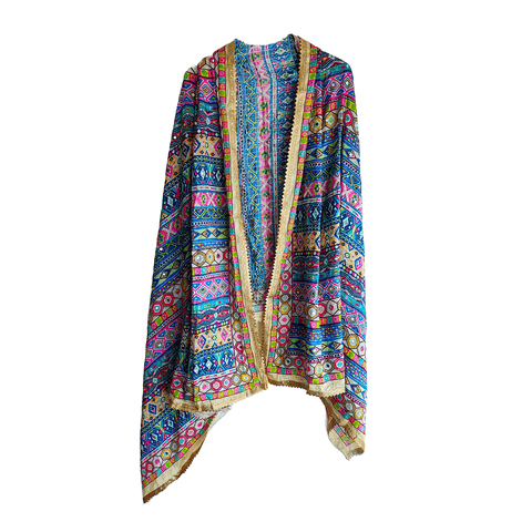 Pakistani Digital Printed Chinnon Dupatta With Heavy Mirror Work