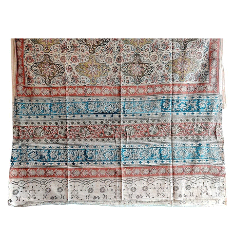 Dupatta with Original Kalamkari Design Hand Block Printed in Machilipatnam