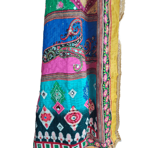 Pakistani Digital Printed Chinnon Dupatta With Heavy Mirror Work