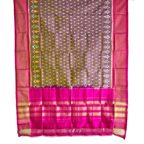 Eternal Beauty Handwoven Pochampally Ikat Silk Dupatta with Zari Elegance