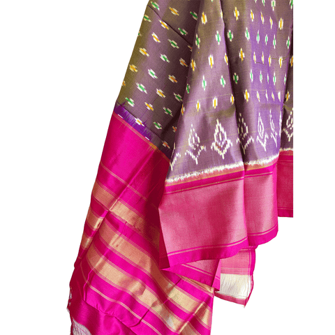 Eternal Beauty Handwoven Pochampally Ikat Silk Dupatta with Zari Elegance