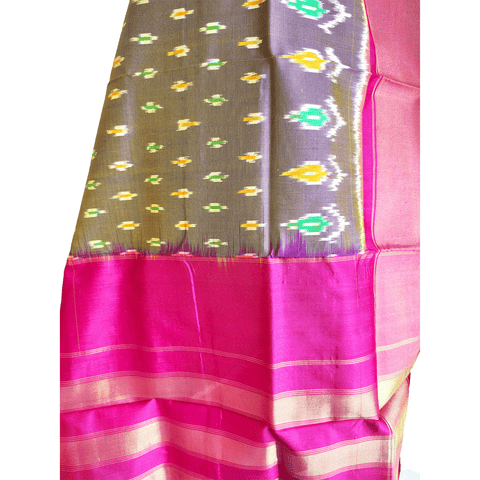 Eternal Beauty Handwoven Pochampally Ikat Silk Dupatta with Zari Elegance