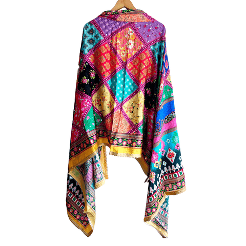 Pakistani Digital Printed Chinnon Dupatta With Heavy Mirror Work