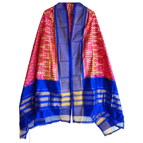 Eternal Beauty Handwoven Pochampally Ikat Silk Dupatta with Zari Elegance