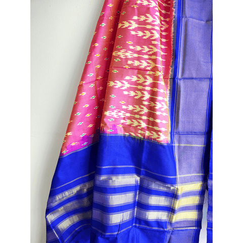 Eternal Beauty Handwoven Pochampally Ikat Silk Dupatta with Zari Elegance