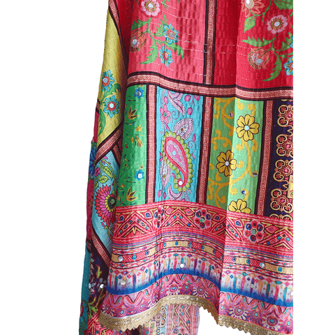 Pakistani Digital Printed Chinnon Multicoloured Dupatta With Heavy Mirror Work