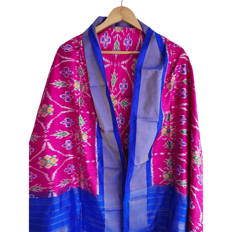 Eternal Beauty Handwoven Pochampally Ikat Silk Dupatta with Zari Elegance