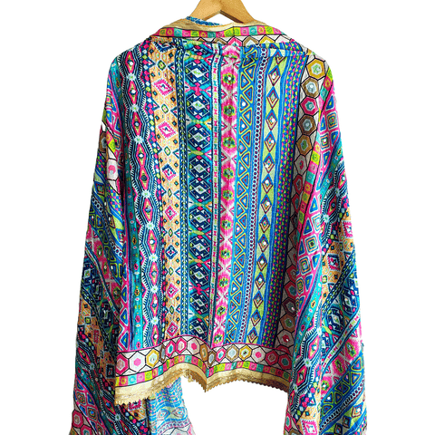 Pakistani Digital Printed Chinnon Dupatta With Heavy Mirror Work