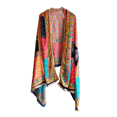 Pakistani Digital Printed Chinnon Multicoloured Dupatta With Heavy Mirror Work