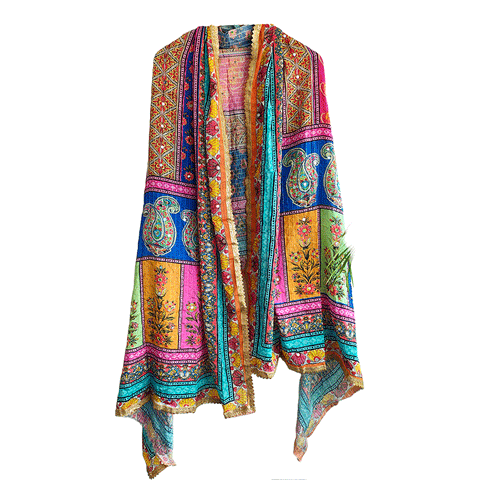 Pakistani Digital Printed Chinnon Fancy Heavy Mirror Work Dupatta