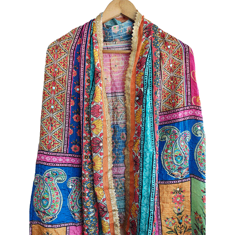 Pakistani Digital Printed Chinnon Fancy Heavy Mirror Work Dupatta