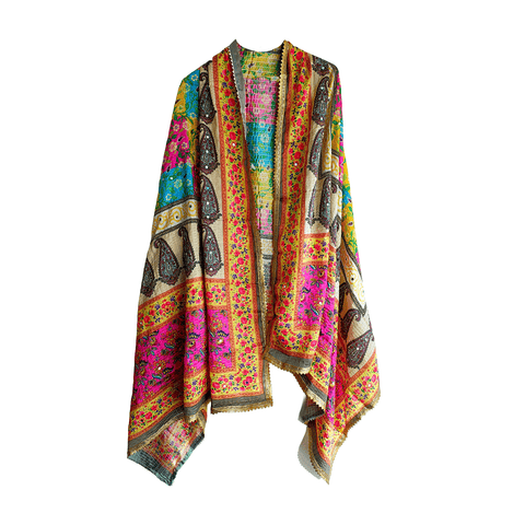 Pakistani Digital Printed Chinnon Dupatta With Heavy Mirror Work