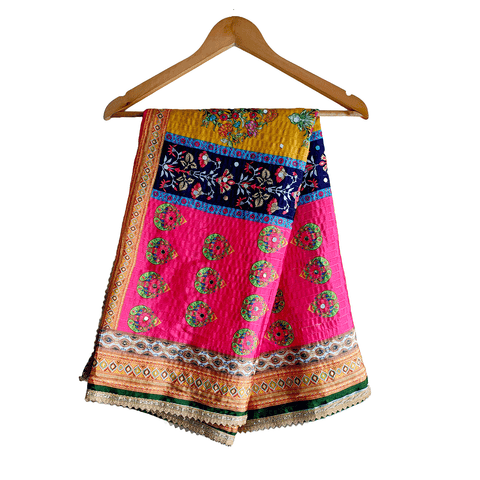 Pakistani Digital Printed Chinnon Multicoloured Dupatta With Heavy Mirror Work