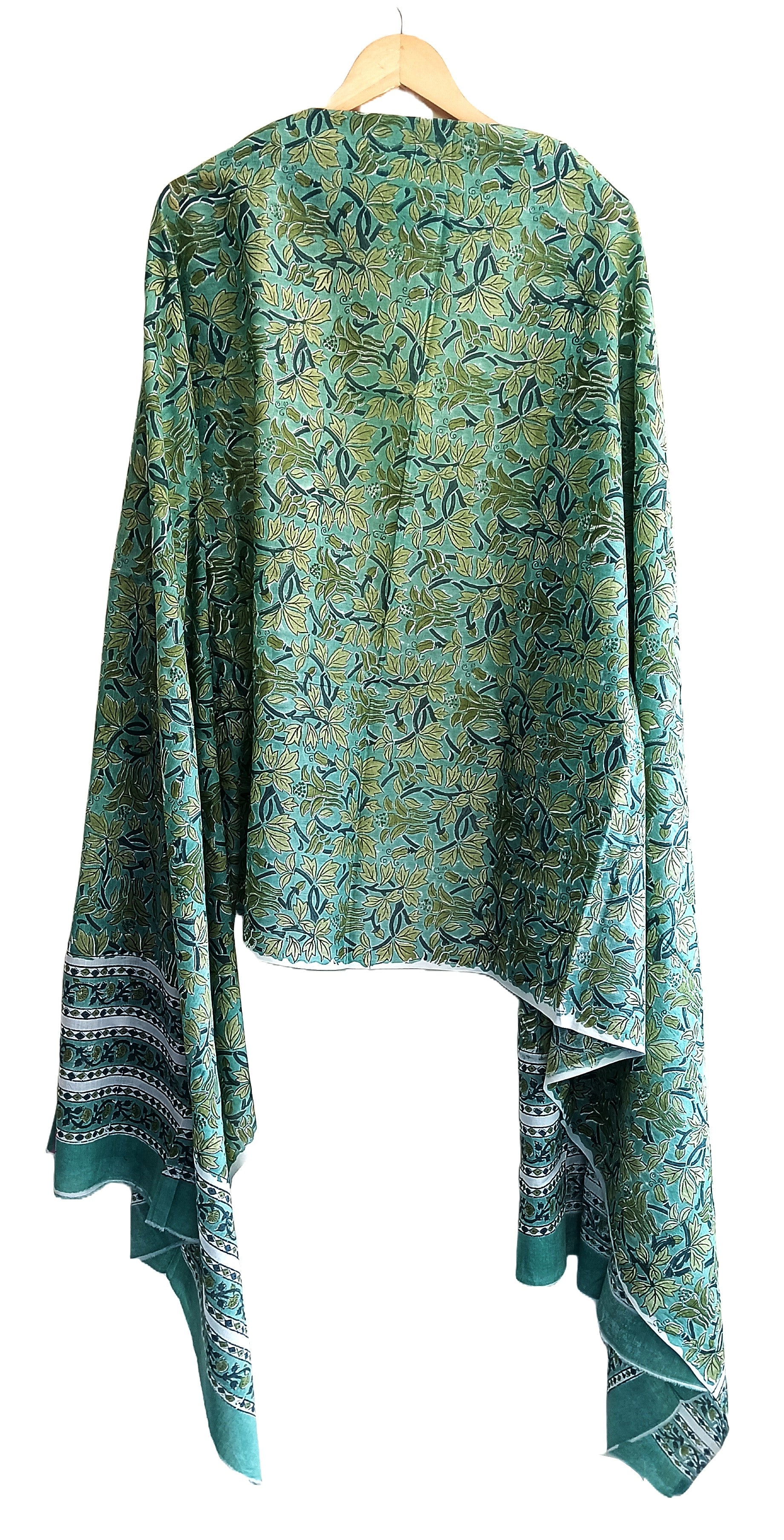 Baagru Hand Block Floral Printed Cotton Mulmul Green Color Dupatta 115 ...