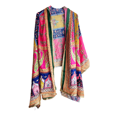 Pakistani Digital Printed Chinnon Dupatta With Heavy Mirror Work