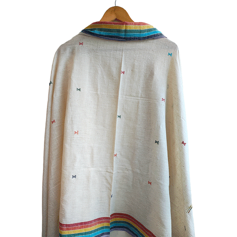 Kutch Weaving Handwoven Kala Cotton Multi Color Dupatta with Tassels