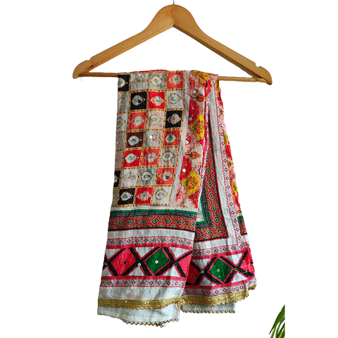 Pakistani Digital Printed Chinnon Fancy Heavy Mirror Work Dupatta