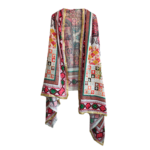 Pakistani Digital Printed Chinnon Fancy Heavy Mirror Work Dupatta