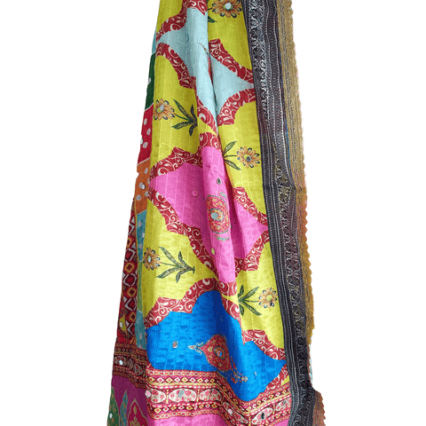 Pakistani Digital Printed Chinnon Multicoloured Dupatta With Heavy Mirror Work