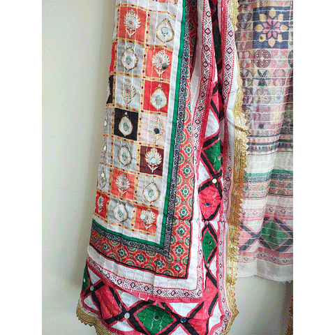 Pakistani Digital Printed Chinnon Fancy Heavy Mirror Work Dupatta