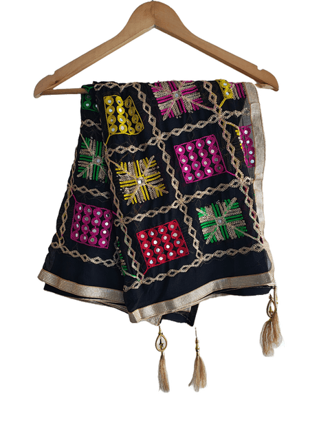 Kutch Embroidery Desigen Ludo Style Function Dupatta Size W 110 Cm X L 220 Cm.