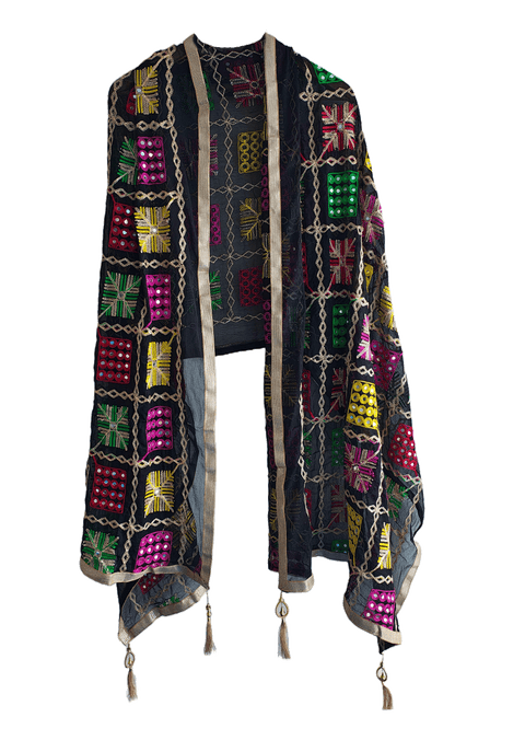 Kutch Embroidery Desigen Ludo Style Function Dupatta Size W 110 Cm X L 220 Cm.