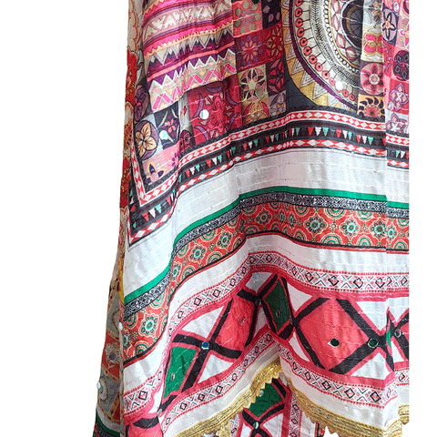 Pakistani Digital Printed Chinnon Fancy Heavy Mirror Work Dupatta