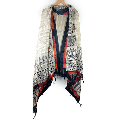 Khadi Cotton Poly Silk Digital Elegancia Print Dupatta