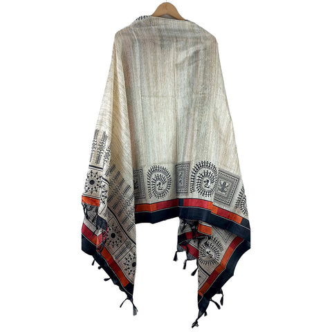 Khadi Cotton Poly Silk Digital Elegancia Print Dupatta