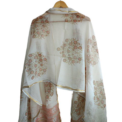 Kota Doria Hand Block Printed Duptta