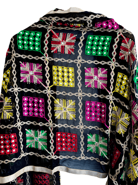 Kutch Embroidery Desigen Ludo Style Function Dupatta Size W 110 Cm X L 220 Cm.