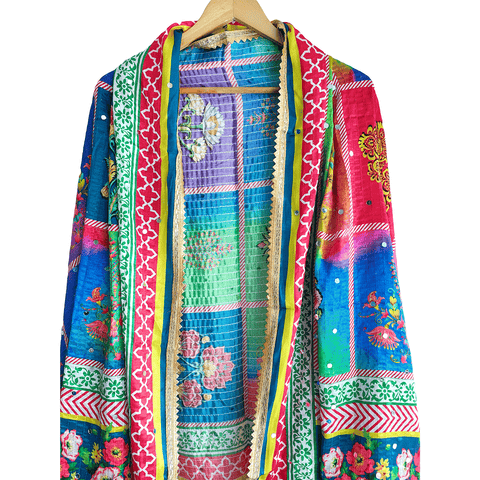 Pakistani Digital Printed Chinnon Multicoloured Dupatta With Heavy Mirror Work