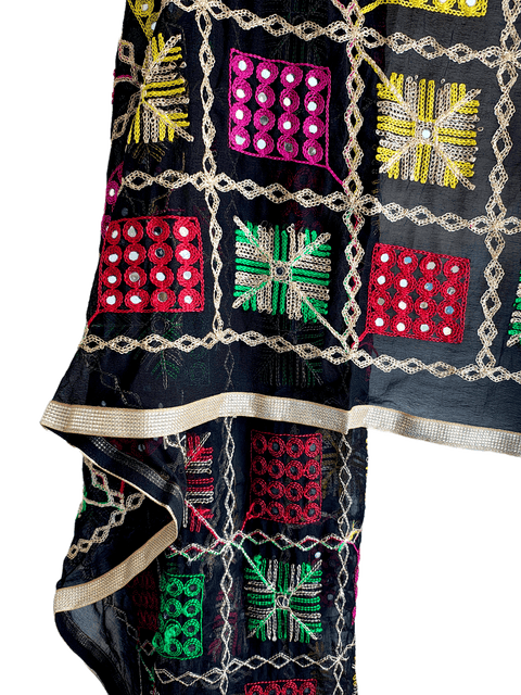 Kutch Embroidery Desigen Ludo Style Function Dupatta Size W 110 Cm X L 220 Cm.