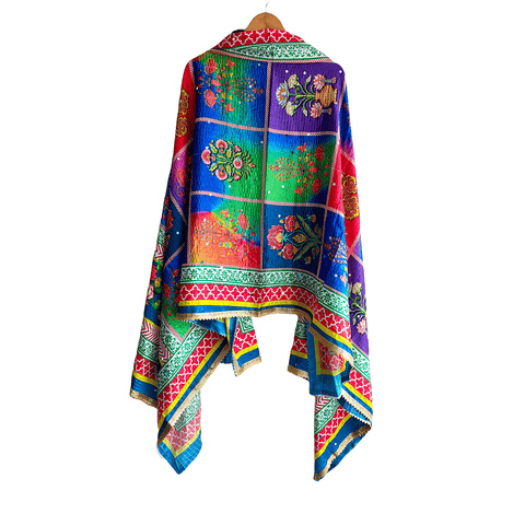 Pakistani Digital Printed Chinnon Multicoloured Dupatta With Heavy Mirror Work