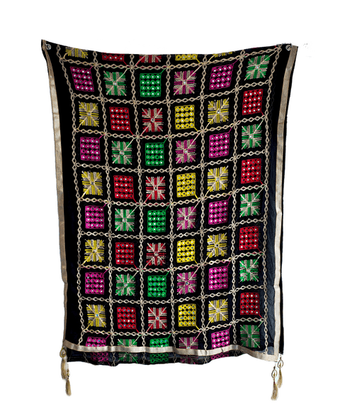 Kutch Embroidery Desigen Ludo Style Function Dupatta Size W 110 Cm X L 220 Cm.