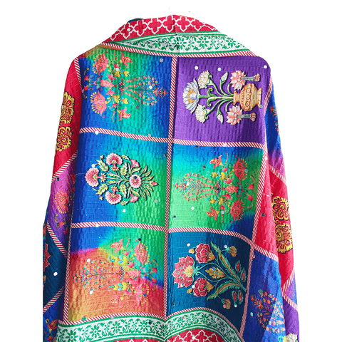 Pakistani Digital Printed Chinnon Multicoloured Dupatta With Heavy Mirror Work