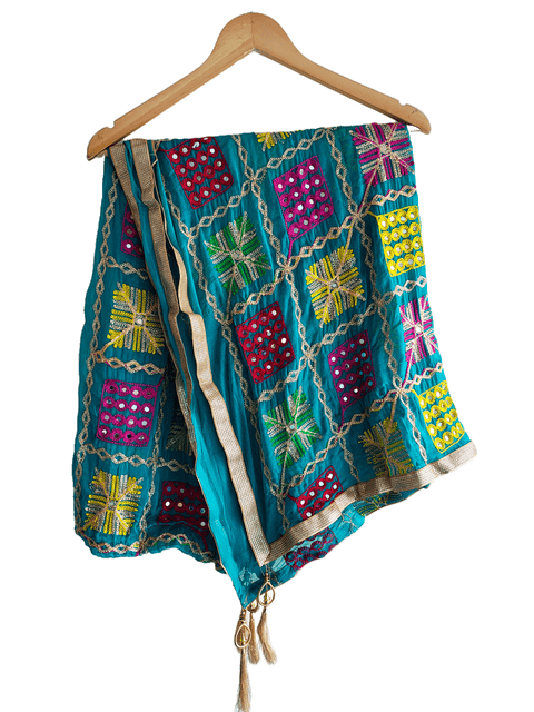 Kutch Embroidery Desigen Ludo Style Function Dupatta Size W 110 Cm X L 220 Cm.