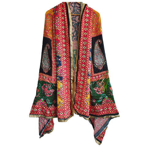 Pakistani Digital Printed Chinnon Fancy Heavy Mirror Work Dupatta