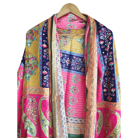 Pakistani Digital Printed Chinnon Multicoloured Dupatta With Heavy Mirror Work