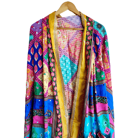 Pakistani Digital Printed Chinnon Dupatta With Heavy Mirror Work