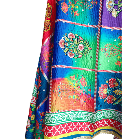 Pakistani Digital Printed Chinnon Multicoloured Dupatta With Heavy Mirror Work