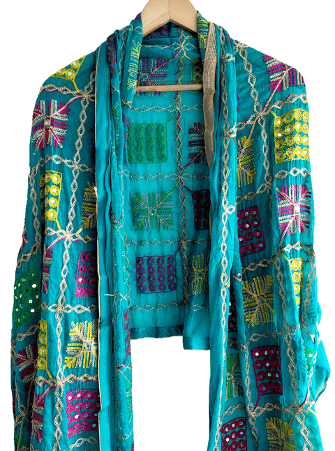 Kutch Embroidery Desigen Ludo Style Function Dupatta Size W 110 Cm X L 220 Cm.