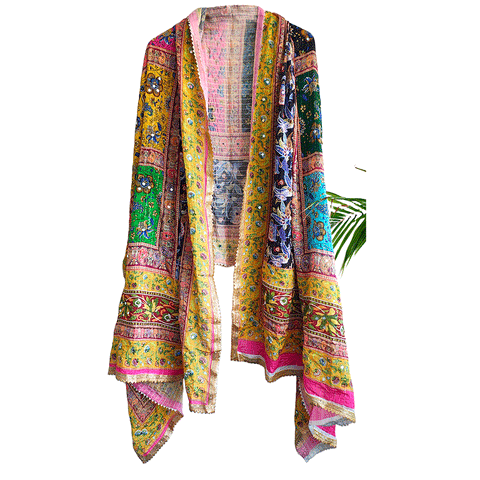 Pakistani Digital Printed Chinnon Fancy Heavy Mirror Work Dupatta