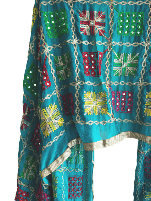 Kutch Embroidery Desigen Ludo Style Function Dupatta Size W 110 Cm X L 220 Cm.