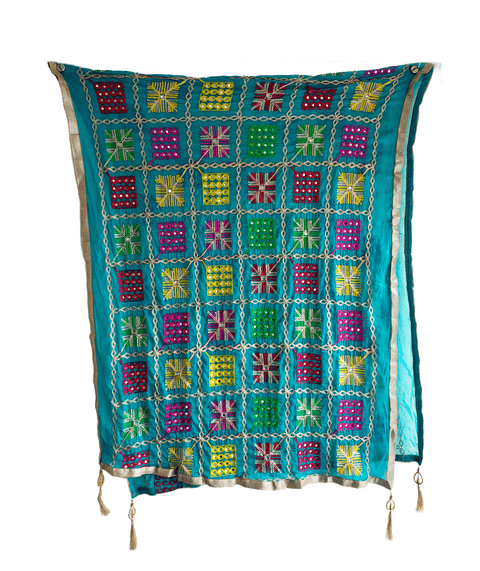 Kutch Embroidery Desigen Ludo Style Function Dupatta Size W 110 Cm X L 220 Cm.