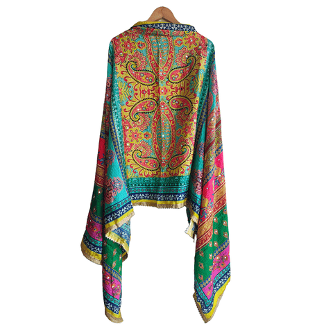 Pakistani Digital Printed Chinnon Dupatta With Heavy Mirror Work