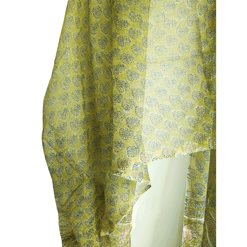 Kota Doria Hand Block Printed Duptta