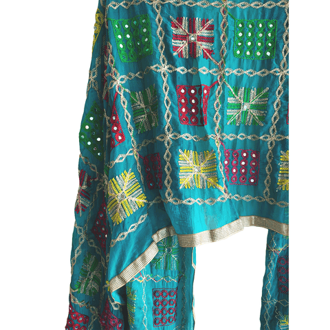 Kutch Embroidery Desigen Ludo Style Function Dupatta Size W 110 Cm X L 220 Cm