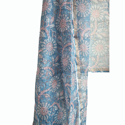 Kota Doria Hand Block Printed Duptta